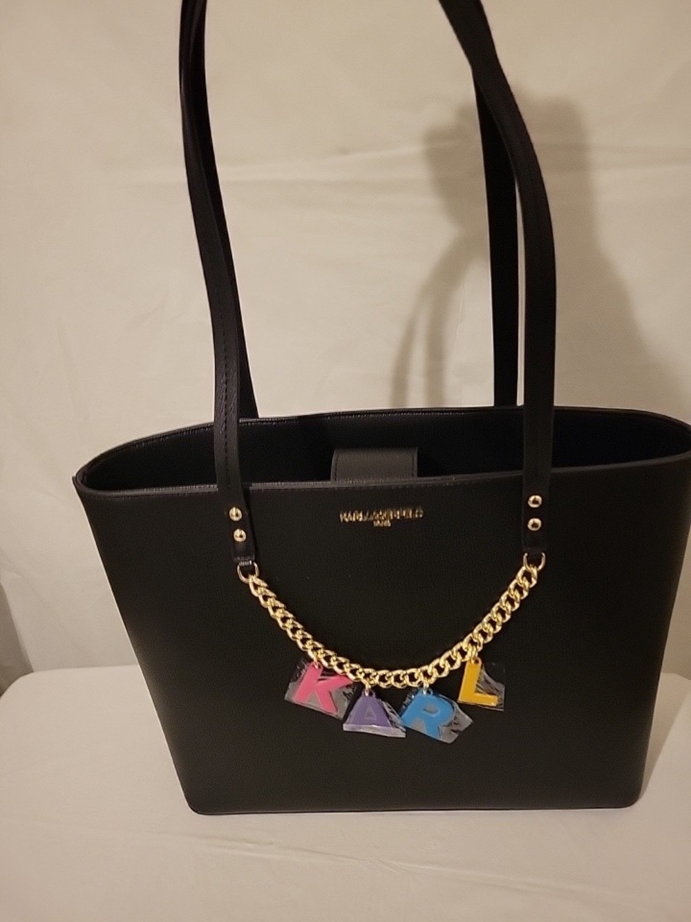 Karl Lagerfeld Black Tote Bag with Colorful KARL Charm - Picture 13 of 13